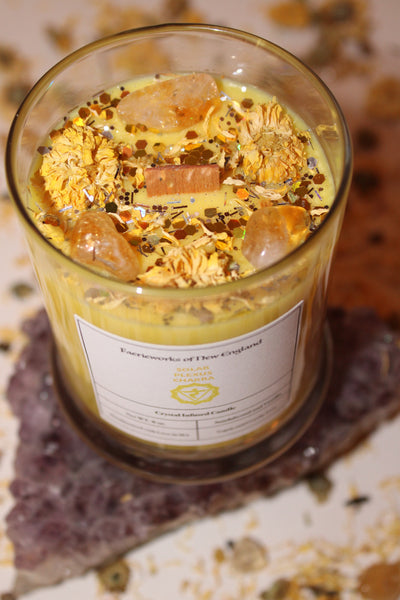 Solar Plexus Chakra Crystal Candle|Crystal Candle|Soy Wax|Vegan|Natural|Cruelty Free|Crystal Healing|Self Care|Meditation|Crystal Candles