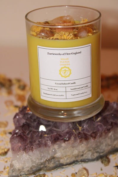 Solar Plexus Chakra Crystal Candle|Crystal Candle|Soy Wax|Vegan|Natural|Cruelty Free|Crystal Healing|Self Care|Meditation|Crystal Candles