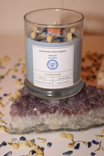 Throat Chakra Crystal Candle|Chakras|Crystal Candle|Soy Wax|Vegan|Natural|Cruelty Free|Crystal Healing|Self Care|Meditation|Crystal Candles