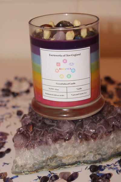 Chakra Balancing Crystal Candle|Crystal Candle|Soy Wax|Vegan|Natural|Cruelty Free|Crystal Healing|Self Care|Meditation|Crystal Candles|Chakras