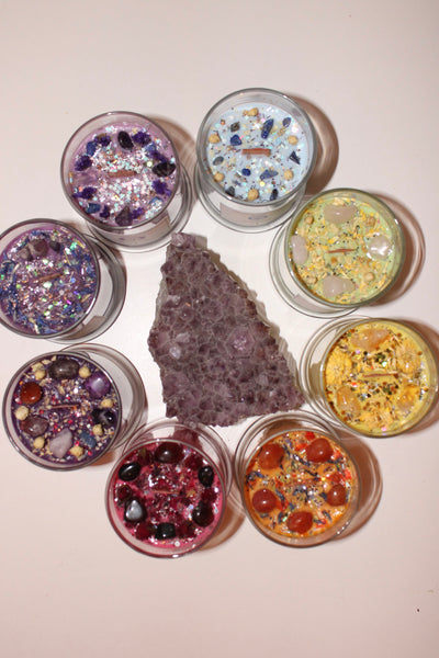 Chakra Balancing Crystal Candle|Crystal Candle|Soy Wax|Vegan|Natural|Cruelty Free|Crystal Healing|Self Care|Meditation|Crystal Candles|Chakras