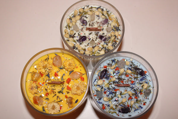 Personalized Intention Candle|Crystal Candle|Soy Wax|Vegan|Natural|Cruelty Free|Crystal Healing|Self Care|Meditation|Healing|Crystal Candles