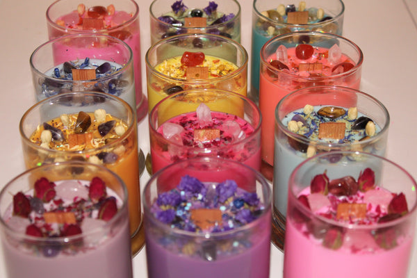 Personalized Intention Candle|Crystal Candle|Soy Wax|Vegan|Natural|Cruelty Free|Crystal Healing|Self Care|Meditation|Healing|Crystal Candles