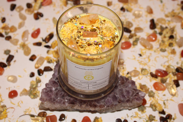 Solar Plexus Chakra Crystal Candle|Crystal Candle|Soy Wax|Vegan|Natural|Cruelty Free|Crystal Healing|Self Care|Meditation|Crystal Candles