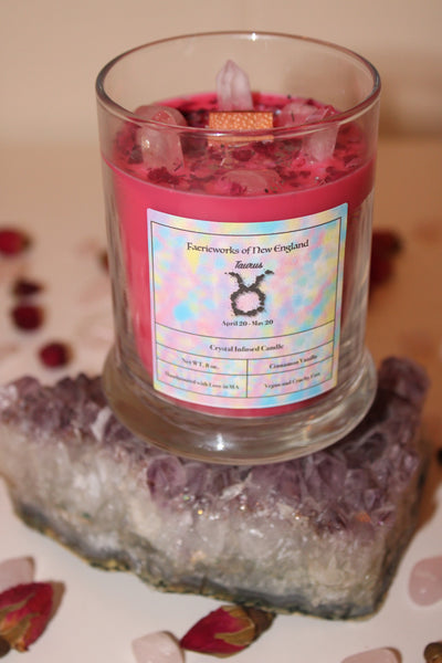 Taurus Crystal Candle|Crystal Candle|Soy Wax|Taurus Candle|Zodiac Candles|Taurus Crystals|Crystal Healing|Zodiac|Astrology|Crystal Candles
