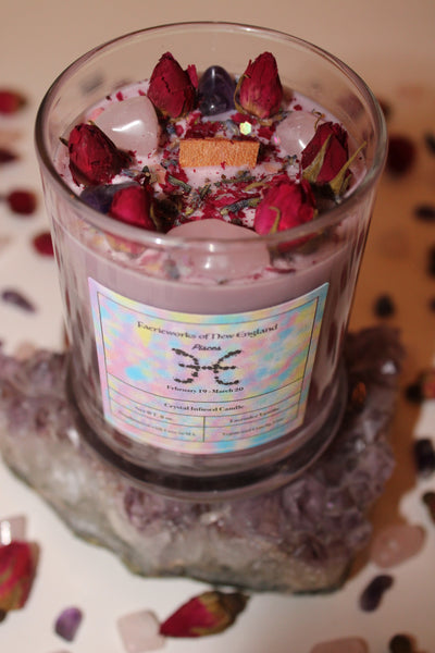 Pisces Crystal Candle|Crystal Candle|Zodiac Candles|Zodiac Crystal Candle|Zodiac Candles|Pisces Crystals|Zodiac|Astrology|Crystal Candles