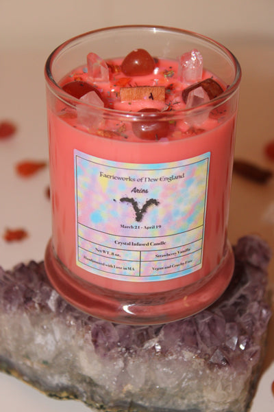 Aries Crystal Candle|Crystal Candle|Aries Candle|Zodiac Candle|Zodiac Candles|Aries Crystals|Aries|Zodiac|Astrology|       Crystal Candles