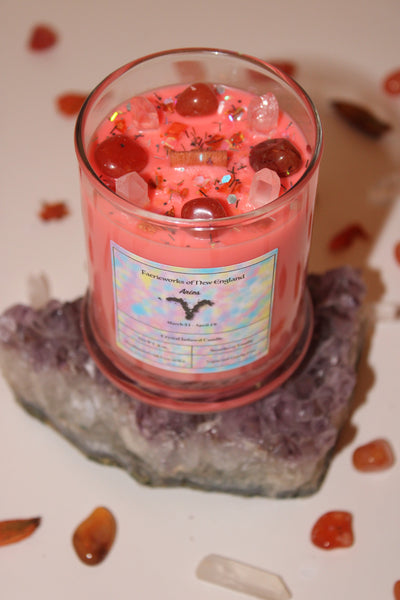 Aries Crystal Candle|Crystal Candle|Aries Candle|Zodiac Candle|Zodiac Candles|Aries Crystals|Aries|Zodiac|Astrology|       Crystal Candles