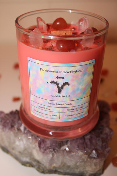 Aries Crystal Candle|Crystal Candle|Aries Candle|Zodiac Candle|Zodiac Candles|Aries Crystals|Aries|Zodiac|Astrology|       Crystal Candles