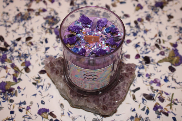 Aquarius Crystal Candle|Crystal Candle|Aquarius|Aquarius Candle|Aquarius Crystals|Zodiac Candles|Zodiac|Astrology|Crystal Candles