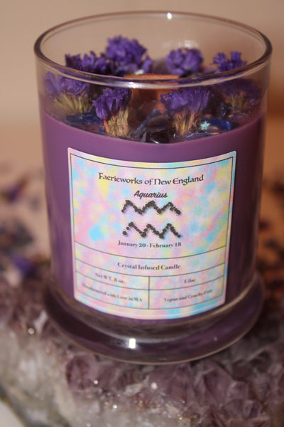 Aquarius Crystal Candle|Crystal Candle|Aquarius|Aquarius Candle|Aquarius Crystals|Zodiac Candles|Zodiac|Astrology|Crystal Candles