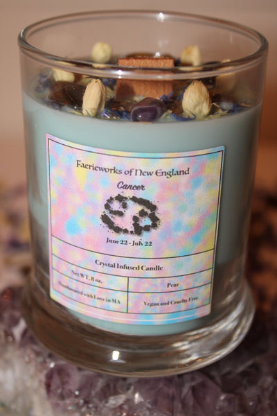 Cancer Crystal Candle|Crystal Candle|Cancer Candle|Zodiac Candles|Zodiac Candle|Crystal Candles|Crystal Healing|Zodiac|Astrology|Cancer