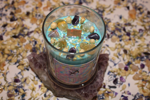 Sagittarius Crystal Candle|Crystal Candle|Sagittarius|Sagittarius Candle|Zodiac Candle|Zodiac Candles|Zodiac|Astrology|Crystal Candles