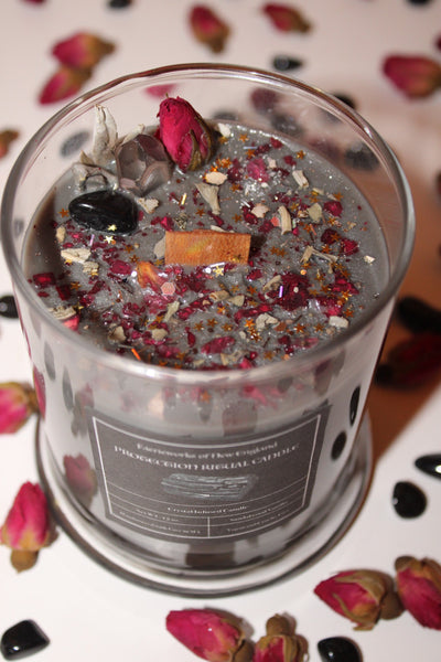 PROTECTION Crystal Candle|Crystal Candle|Intention Candle|Faerieworks of New England|Crystal Healing|Self Care|Meditation|Crystal Candles