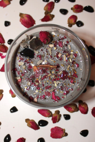 PROTECTION Crystal Candle|Crystal Candle|Intention Candle|Faerieworks of New England|Crystal Healing|Self Care|Meditation|Crystal Candles