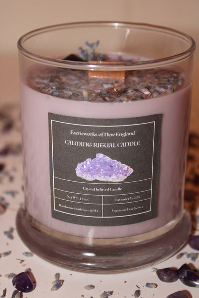 CALMING Anxiety Relief Candle|Crystal Candle|Crystal Candles|Intention Candle|Crystal Healing|Self Care|Meditation|Calm|Crystal Candles
