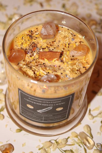 HAPPINESS Crystal Candle|Crystal Candle|Faerieworks of New England|Intention Candle|Crystal Healing|Self Care|Meditation|Crystal Candles