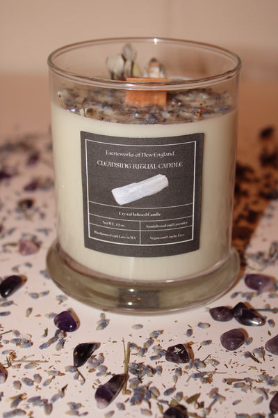 Cleansing Sage Intention Candle|Crystal Candle|Soy Wax|Vegan|Natural|Cruelty Free|Crystal Healing|Self Care|Cleansing|Smudge|Crystal Candles