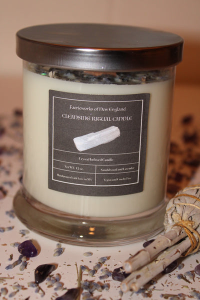 Cleansing Sage Intention Candle|Crystal Candle|Soy Wax|Vegan|Natural|Cruelty Free|Crystal Healing|Self Care|Cleansing|Smudge|Crystal Candles