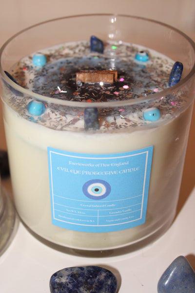 Evil Eye Candle|Evil Eye Crystal Candle|Protection Candle|Protection Crystal Candle|Crystal Candle|Crystal Candles|Evil Eye|Faerieworks
