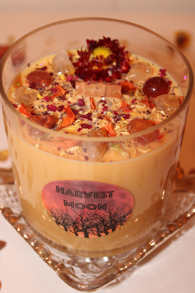 Harvest Moon Candle|Fall Candle|Autumn Candle|Harvest Candle|Cider Candle|Full Moon|Crystal Candle|Crystal Candles|Full Moon Candle
