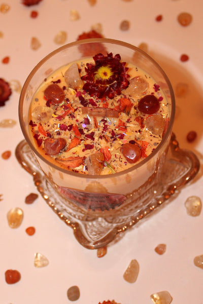 Harvest Moon Candle|Fall Candle|Autumn Candle|Harvest Candle|Cider Candle|Full Moon|Crystal Candle|Crystal Candles|Full Moon Candle