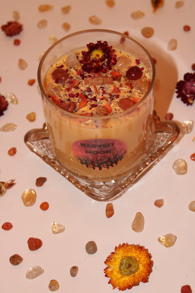 Harvest Moon Candle|Fall Candle|Autumn Candle|Harvest Candle|Cider Candle|Full Moon|Crystal Candle|Crystal Candles|Full Moon Candle
