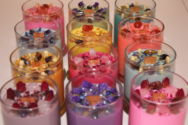 Personalized Intention Candle|Crystal Candle|Soy Wax|Vegan|Natural|Cruelty Free|Crystal Healing|Self Care|Meditation|Healing|Crystal Candles