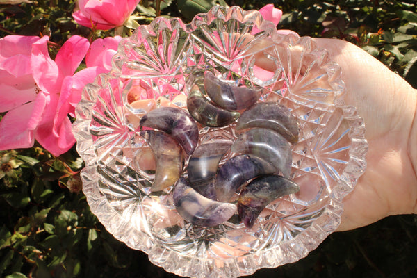 Fluorite Crescent Moon Carving|Crystal Moon|Crystal Moon Carving|Crescent Moon|Fluorite Crescent Moon|Fluorite Crystal Moon|Fluorite Moon