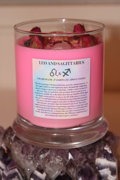 Zodiac Compatibility Candle|Crystal Candle|Soy Wax|Vegan|Natural|Cruelty Free|Crystal Healing|Zodiac|Astrology|Crystal Candles|Anniversary