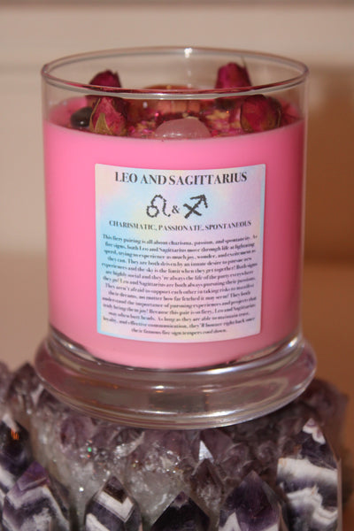 Zodiac Compatibility Candle|Crystal Candle|Soy Wax|Vegan|Natural|Cruelty Free|Crystal Healing|Zodiac|Astrology|Crystal Candles|Anniversary