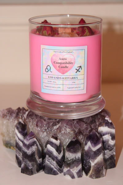 Zodiac Compatibility Candle|Crystal Candle|Soy Wax|Vegan|Natural|Cruelty Free|Crystal Healing|Zodiac|Astrology|Crystal Candles|Anniversary