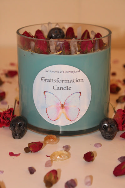 Transformation Crystal Candle|Crystal Candle|Intention Candle|Faerieworks of New England|Transformation|Change|        Road Opener|Labradorite