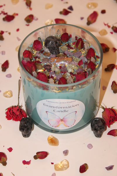 Transformation Crystal Candle|Crystal Candle|Intention Candle|Faerieworks of New England|Transformation|Change|        Road Opener|Labradorite