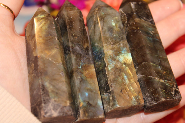 Labradorite Tower|Crystal Tower|Labradorite Crystal Tower|Labradorite Tower|Flashy Labradorite|Crystal Towers|Labradorite|3 Inch Tower