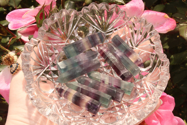 Fluorite Tower|Crystal Tower|Fluorite Crystal Tower|1.5 Inch Fluorite Tower|Fluorite|Crystal Towers|Rainbow Fluorite|Banded Fluorite