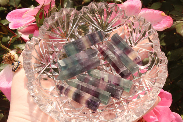 Fluorite Tower|Crystal Tower|Fluorite Crystal Tower|1.5 Inch Fluorite Tower|Fluorite|Crystal Towers|Rainbow Fluorite|Banded Fluorite