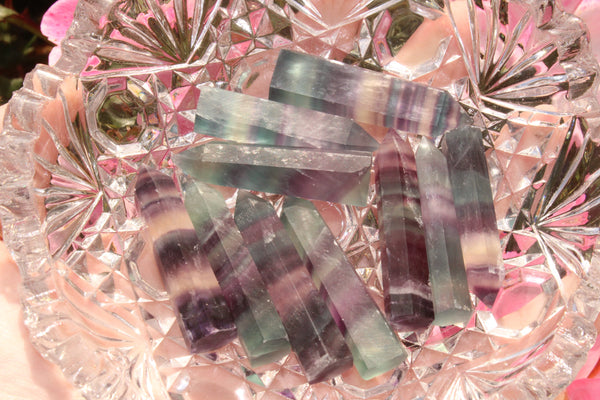 Fluorite Tower|Crystal Tower|Fluorite Crystal Tower|1.5 Inch Fluorite Tower|Fluorite|Crystal Towers|Rainbow Fluorite|Banded Fluorite