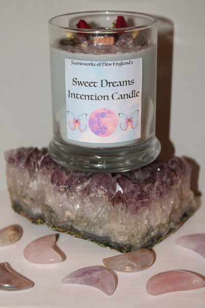 Sweet Dreams Candle|Crystal Candle|Crystal Candles|Intention Candle|Crystal Healing|Self Care|Meditation|Calm|Crystal Candles