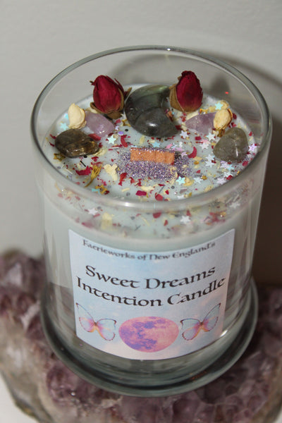 Sweet Dreams Candle|Crystal Candle|Crystal Candles|Intention Candle|Crystal Healing|Self Care|Meditation|Calm|Crystal Candles