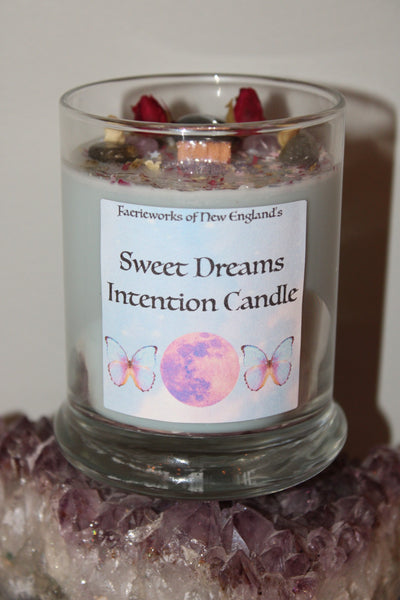 Sweet Dreams Candle|Crystal Candle|Crystal Candles|Intention Candle|Crystal Healing|Self Care|Meditation|Calm|Crystal Candles