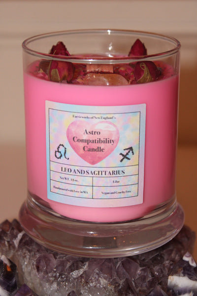 Zodiac Compatibility Candle|Crystal Candle|Soy Wax|Vegan|Natural|Cruelty Free|Crystal Healing|Zodiac|Astrology|Crystal Candles|Anniversary