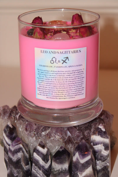 Zodiac Compatibility Candle|Crystal Candle|Soy Wax|Vegan|Natural|Cruelty Free|Crystal Healing|Zodiac|Astrology|Crystal Candles|Anniversary