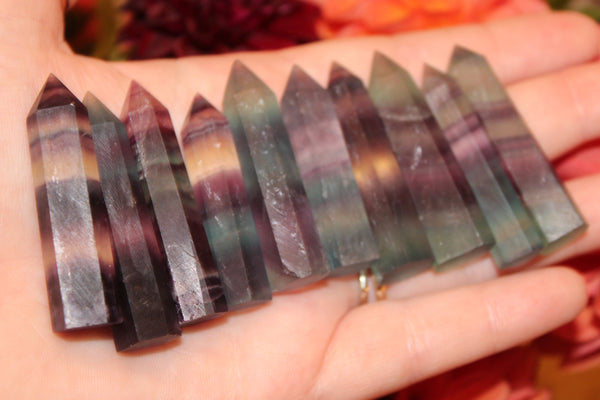 Fluorite Tower|Crystal Tower|Fluorite Crystal Tower|1.5 Inch Fluorite Tower|Fluorite|Crystal Towers|Rainbow Fluorite|Banded Fluorite