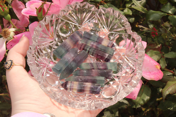 Fluorite Tower|Crystal Tower|Fluorite Crystal Tower|1.5 Inch Fluorite Tower|Fluorite|Crystal Towers|Rainbow Fluorite|Banded Fluorite
