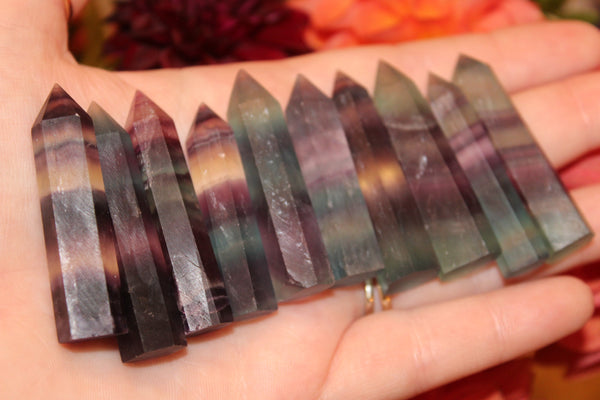 Fluorite Tower|Crystal Tower|Fluorite Crystal Tower|1.5 Inch Fluorite Tower|Fluorite|Crystal Towers|Rainbow Fluorite|Banded Fluorite