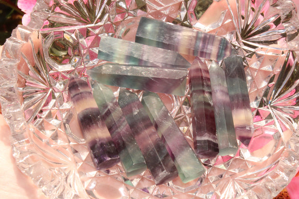 Fluorite Tower|Crystal Tower|Fluorite Crystal Tower|1.5 Inch Fluorite Tower|Fluorite|Crystal Towers|Rainbow Fluorite|Banded Fluorite