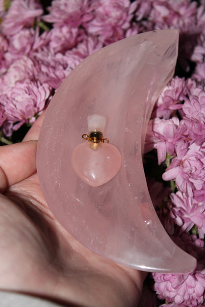 Rose Quartz Moon Bowl|Crystal Bowl|Moon Shaped Bowl|Crystal Moon Bowl|Rose Quartz Moon|Crystal Bowls|Rose Quartz