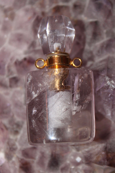 Crystal Perfume Bottle Pendant|Crystal Essential Oil Dropper Pendant|Essential Oil Dropper Necklace|Crystal Perfume Bottle Necklace