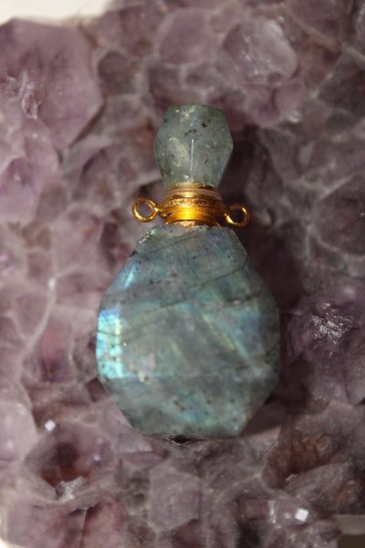 Crystal Perfume Bottle Pendant|Crystal Essential Oil Dropper Pendant|Essential Oil Dropper Necklace|Crystal Perfume Bottle Necklace